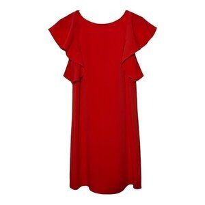 Women's NWOT Madison Red Sheath Dress Fully Lined with Flutter Sleeves Size XS